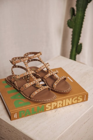 Spartiates en cuir  - Camel