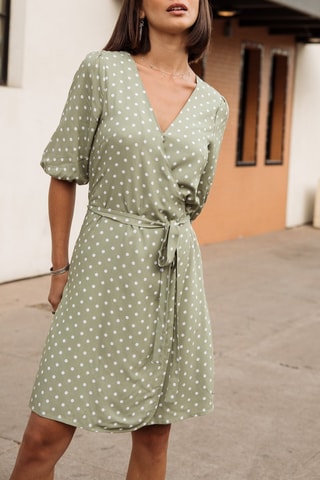 Robe portefeuille manches 3/4 - Kaki