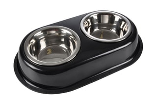 Comedero doble de acero inoxidable - Negro