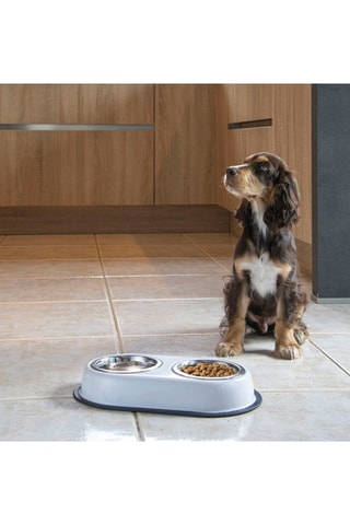 Comedero doble de acero inoxidable - Negro