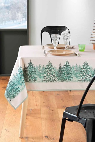 Mantel rectangular Christmas - Blanco y verde
