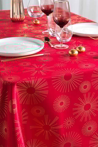 Mantel rectangular Pampille - Rojo y dorado