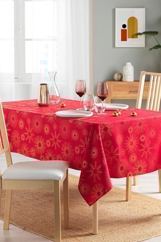 Mantel rectangular Pampille - Rojo y dorado