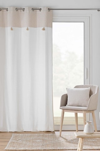 Cortina Milano - Blanco y marrón claro - 140 x 240 cm