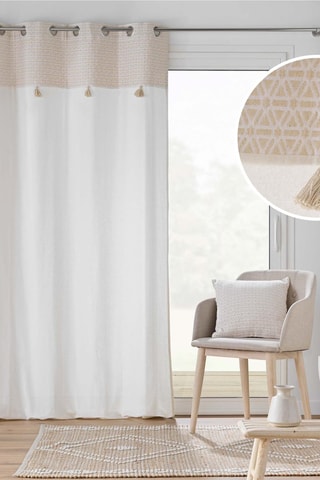 Cortina Milano - Blanco y marrón claro - 140 x 240 cm