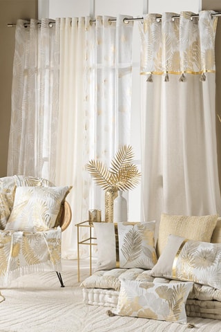 Cortina con ojales Melissa - Beige y dorado - 140 x 240 cm