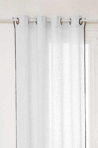 Cortina Linah de lino - Blanco y negro - 130 x 260 cm