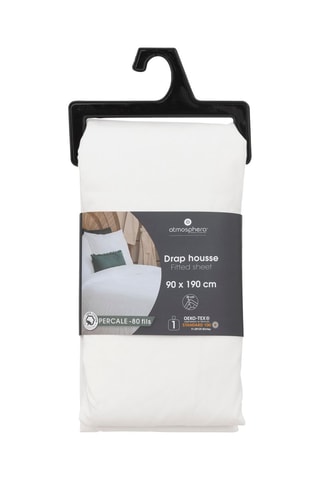 Sábana bajera de percal de algodón 80 hilos/cm² - Blanco