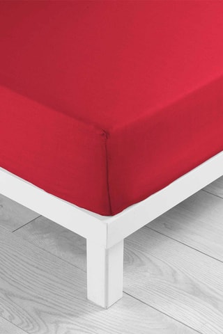 Sábana bajera de algodón 57 hilos/cm² Lina - Rojo
