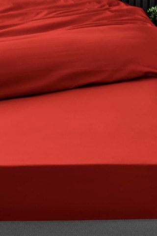 Sábana bajera de percal de algodón 78 hilos/cm² Percaline - Rojo