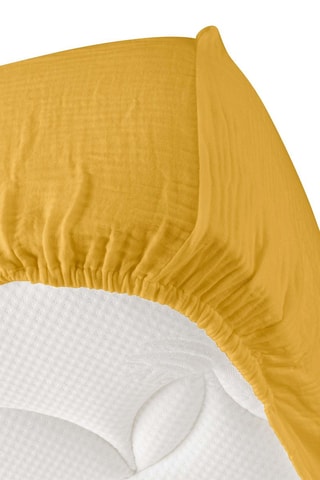 Sábana bajera de gasa de algodón Angelia - Amarillo