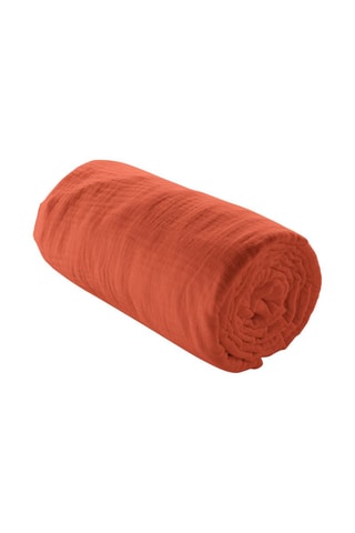 Sábana bajera de gasa de algodón Angelia - Terracota