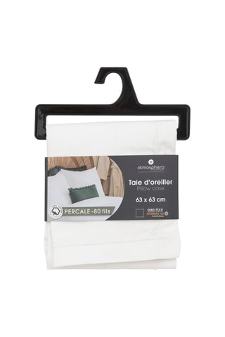 Funda de almohada de percal de algodón 80 hilos/cm² - Blanco