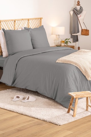 Funda de almohada de percal de algodón 80 hilos/cm² - Gris