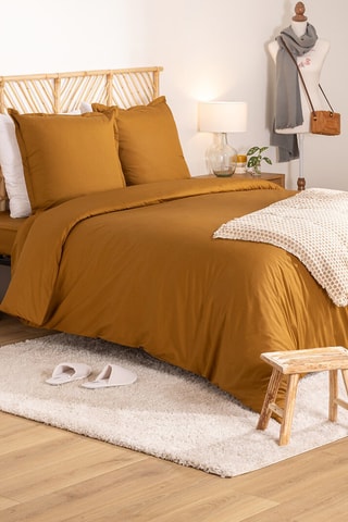 Funda de almohada de percal de algodón 80 hilos/cm² - Ocre