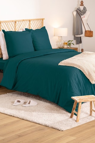 Funda de almohada de percal de algodón 80 hilos/cm² - Azul pato