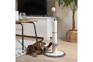 Rascador de madera - Crudo y gris - 46 x 30 x 7 cm