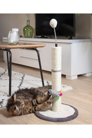 Rascador de madera - Crudo y gris - 46 x 30 x 7 cm