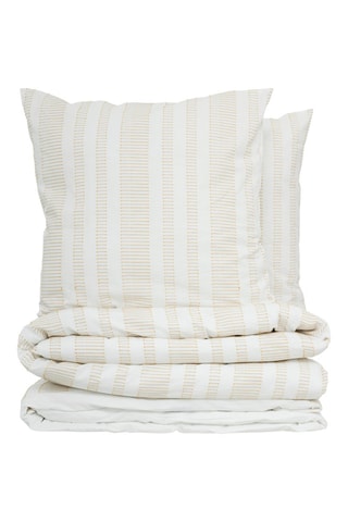 Juego de nórdico de algodón 57 hilos/cm² Isao - Ocre y blanco