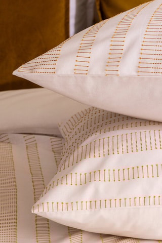 Juego de nórdico de algodón 57 hilos/cm² Isao - Ocre y blanco