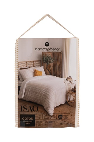 Juego de nórdico de algodón 57 hilos/cm² Isao - Ocre y blanco