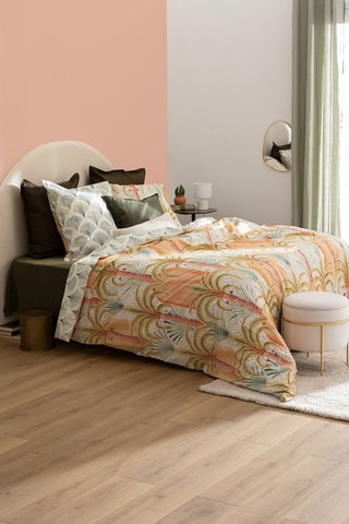 Juego de nórdico de percal de algodón 80 hilos/cm² Janice - Naranja y crudo