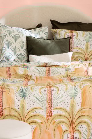 Juego de nórdico de percal de algodón 80 hilos/cm² Janice - Naranja y crudo