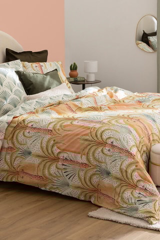 Juego de nórdico de percal de algodón 80 hilos/cm² Janice - Naranja y crudo