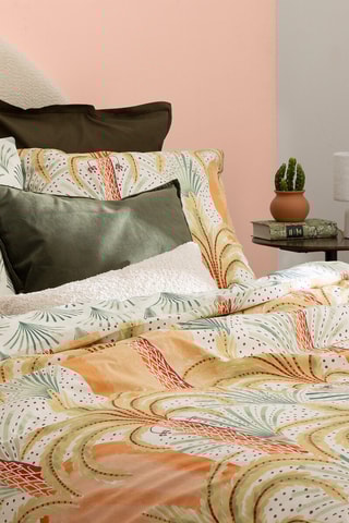 Juego de nórdico de percal de algodón 80 hilos/cm² Janice - Naranja y crudo