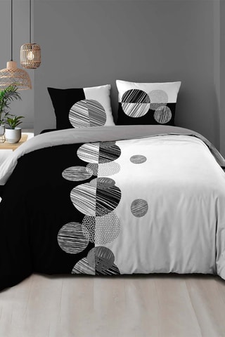 Juego de nórdico reversible de algodón 57 hilos/cm² Stormi - Negro y blanco