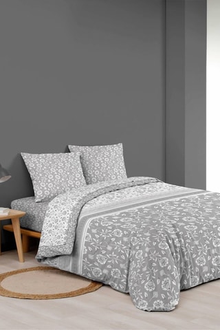 Juego de sábanas reversible de algodón 57 hilos/cm² Flavie - Gris