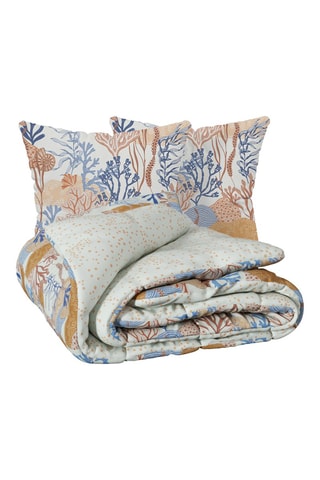 Juego de nórdico de algodón 57 hilos/cm² Azura - Camel y azul