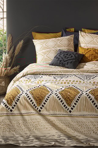 Juego de nórdico de algodón 57 hilos/cm² Kilim - Ocre y blanco