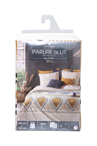 Juego de nórdico de algodón 57 hilos/cm² Kilim - Ocre y blanco