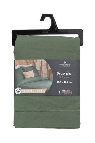 Sábana encimera de percal de algodón 80 hilos/cm² - Salvia