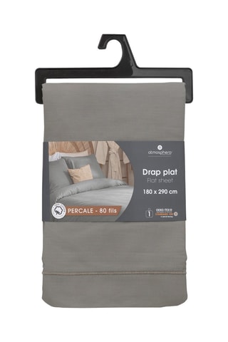 Sábana encimera de percal de algodón 80 hilos/cm² - Gris