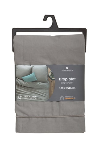 Sábana encimera de percal de algodón 115 g/m² - Gris