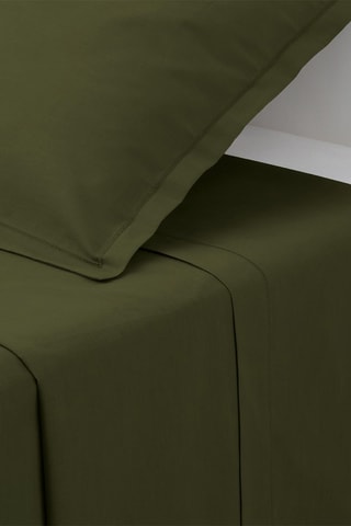 Sábana encimera de percal de algodón 115 g/m² - Verde caqui