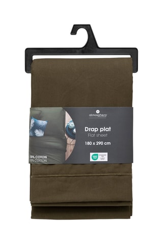 Sábana encimera de percal de algodón 115 g/m² - Verde caqui