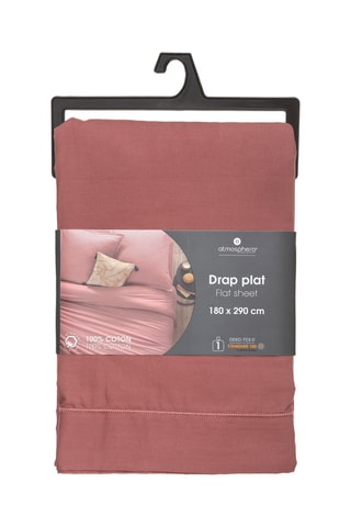 Sábana encimera de percal de algodón 115 g/m² - Rosa