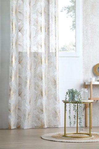 Visillo Leonce - Blanco y dorado - 140 x 260 cm