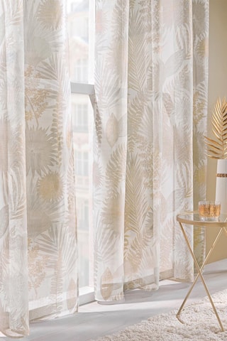 Visillo con ojales - Blanco, beige y gris - 140 x 240 cm