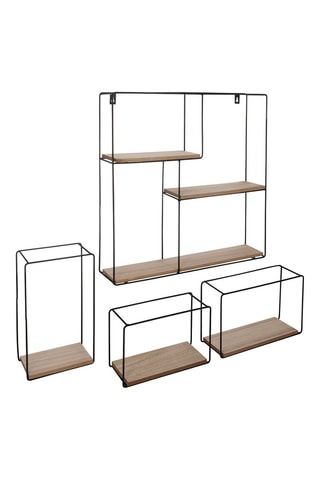 Estantería de 4 compartimentos Ally - Negro y natural