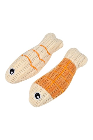 2 juguetes pez Boho Cat - Mostaza y crudo