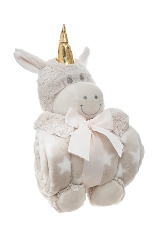 Manta y peluche Licorne - Color aleatorio - Beige