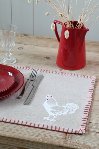 Mantel individual Nestor - Beige y rojo - 35 x 45 cm