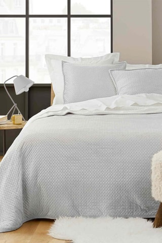 Colcha y fundas de almohada de terciopelo Mylene - Gris