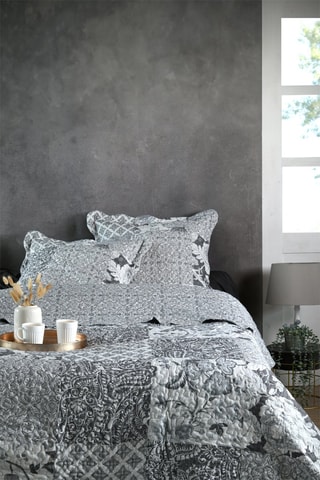 Juego de colcha Octavia - Blanco y gris