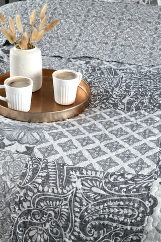 Juego de colcha Octavia - Blanco y gris