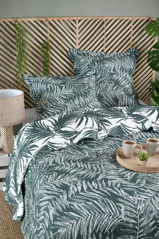 Colcha y funda de almohada Manisa - Verde y blanco